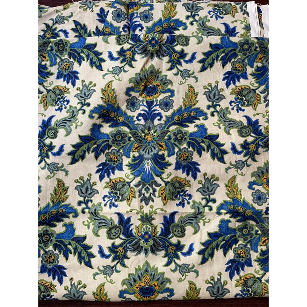 Vintage 1970s House & Home Fabrics Upholstery Fabric Jacobean Floral 11.33 yds